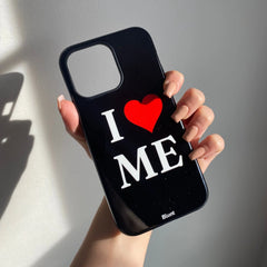 I Love Me in Black iPhone Case