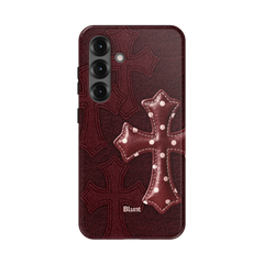 Maroon Polka Cross Samsung Case