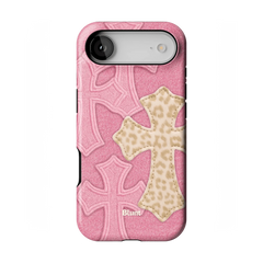 Pink Cheetah Cross iPhone Case