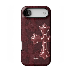 Maroon Polka Cross iPhone Case
