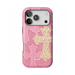 Pink Cheetah Cross iPhone Case