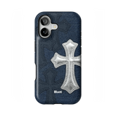 Silver Denim Cross iPhone Case