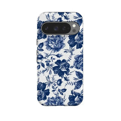Rose to Fame | Blue & White Rose Floral Google Pixel Case