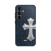 Silver Denim Cross Samsung Case