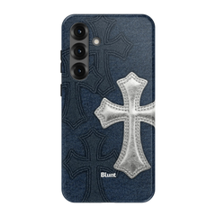 Silver Denim Cross Samsung Case