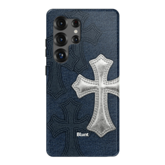 Silver Denim Cross Samsung Case