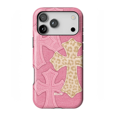 Pink Cheetah Cross iPhone Case