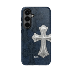 Silver Denim Cross Samsung Case