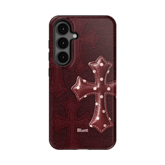Maroon Polka Cross Samsung Case