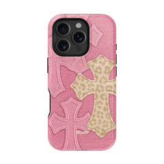 Pink Cheetah Cross iPhone Case
