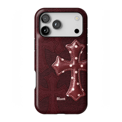 Maroon Polka Cross iPhone Case