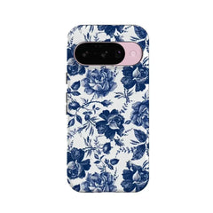 Rose to Fame | Blue & White Rose Floral Google Pixel Case