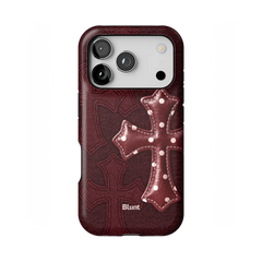 Maroon Polka Cross iPhone Case