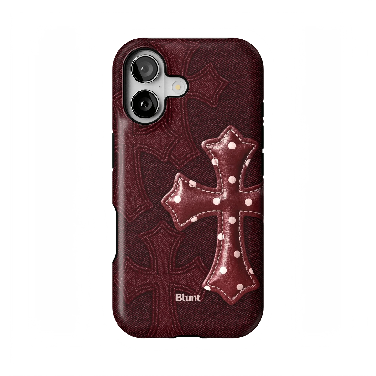 Maroon Polka Cross iPhone Case