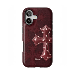 Maroon Polka Cross iPhone Case