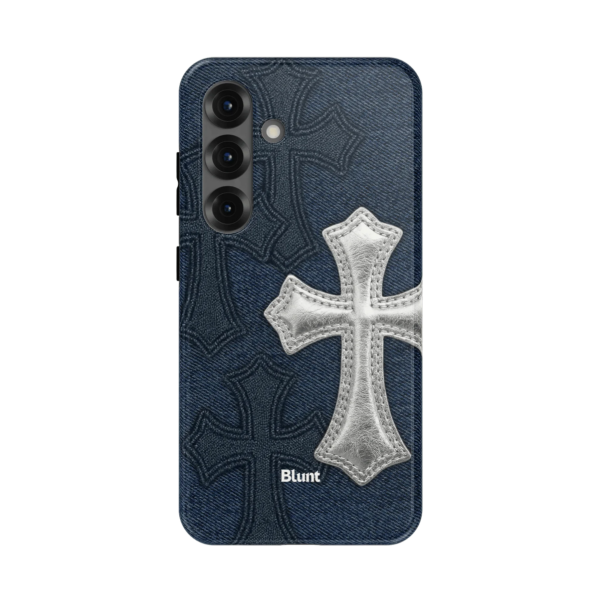 Silver Denim Cross Samsung Case